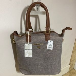 Tommy Bahama Brown Lurex Matching Tote to Suitcase.   Never used